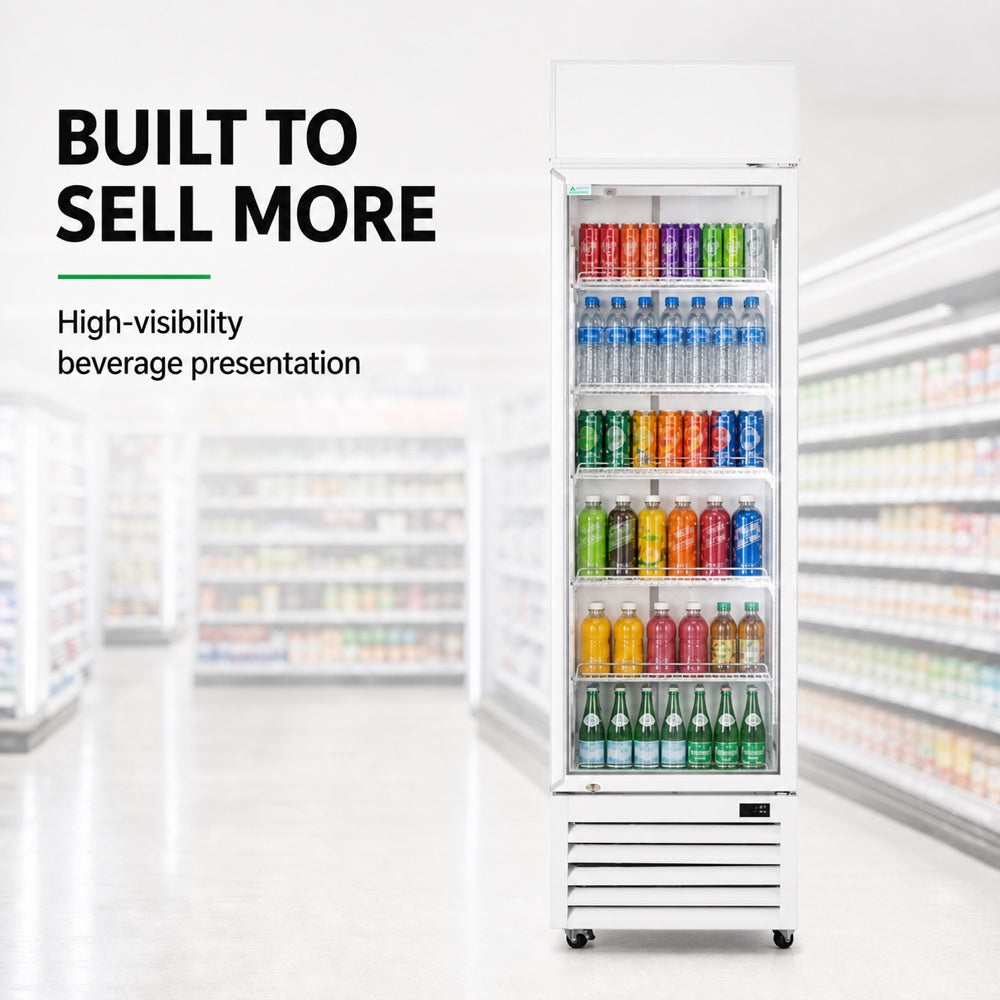 Image of Thermaster LG-370P Single Glass Door Colourbond Upright Drink Fridge