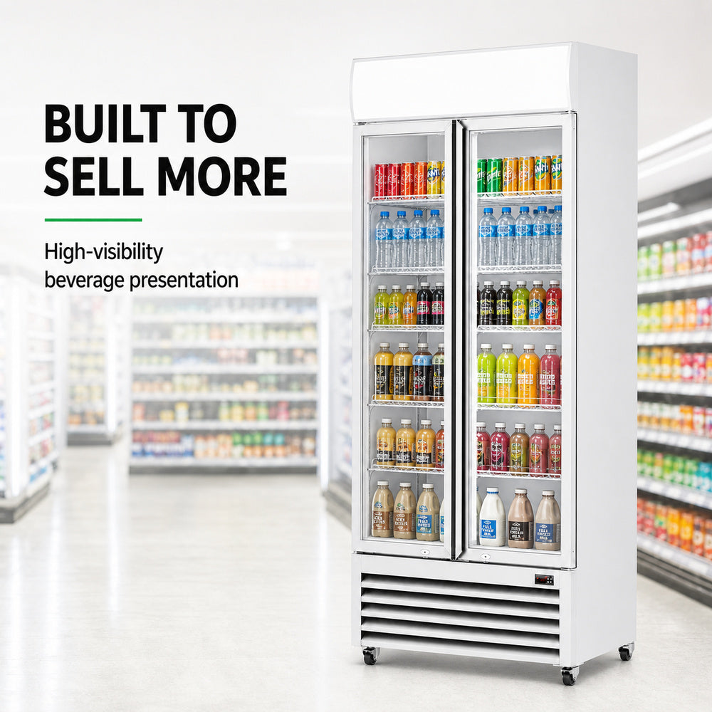 Image of Thermaster LG-580P Double Glass Door Colourbond Upright Drink Fridge