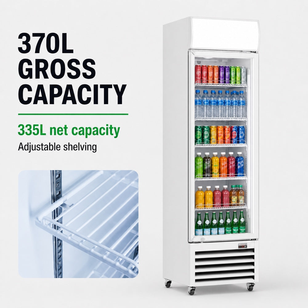 Image of Thermaster LG-370P Single Glass Door Colourbond Upright Drink Fridge