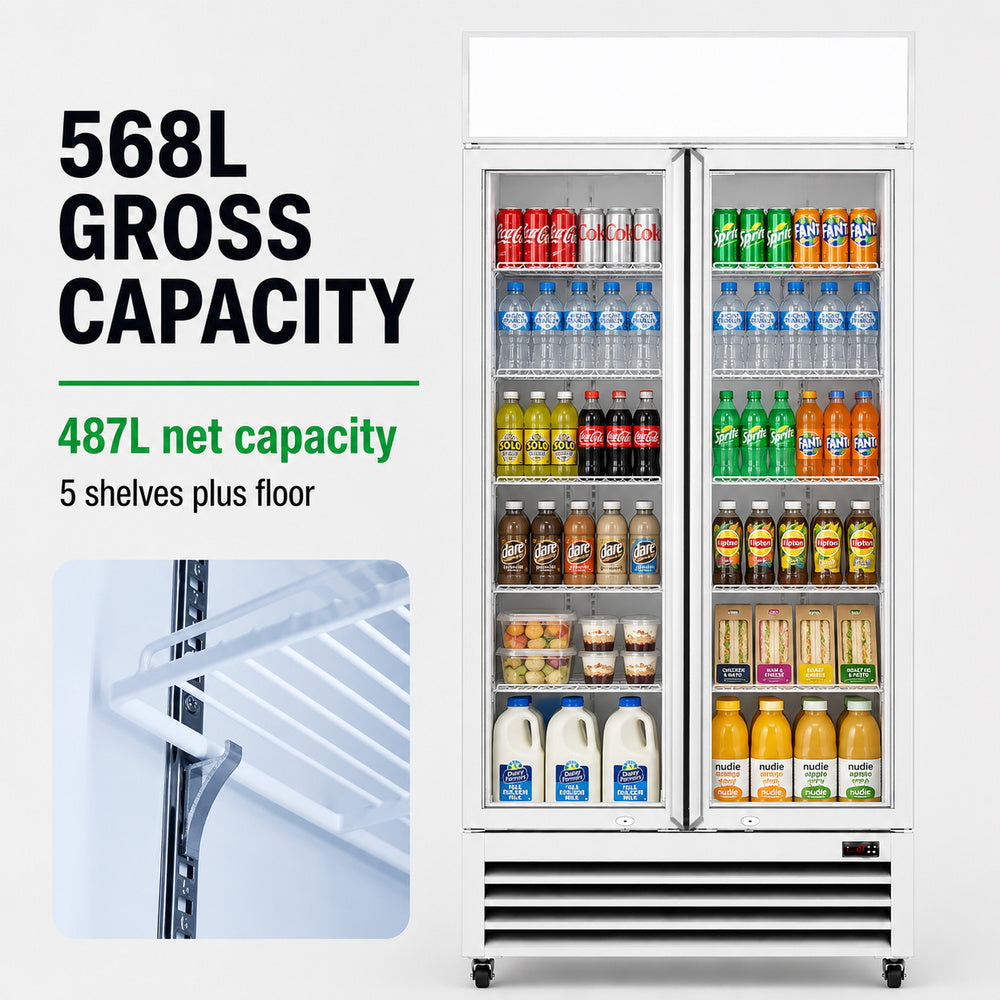 Image of Thermaster LG-580P Double Glass Door Colourbond Upright Drink Fridge