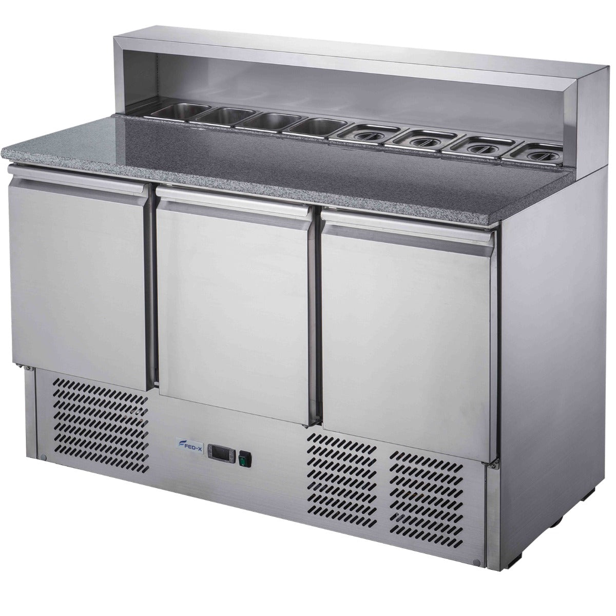 Image of FED-X XGNS1300E Three Door Salad Prep Fridge with Marble Top