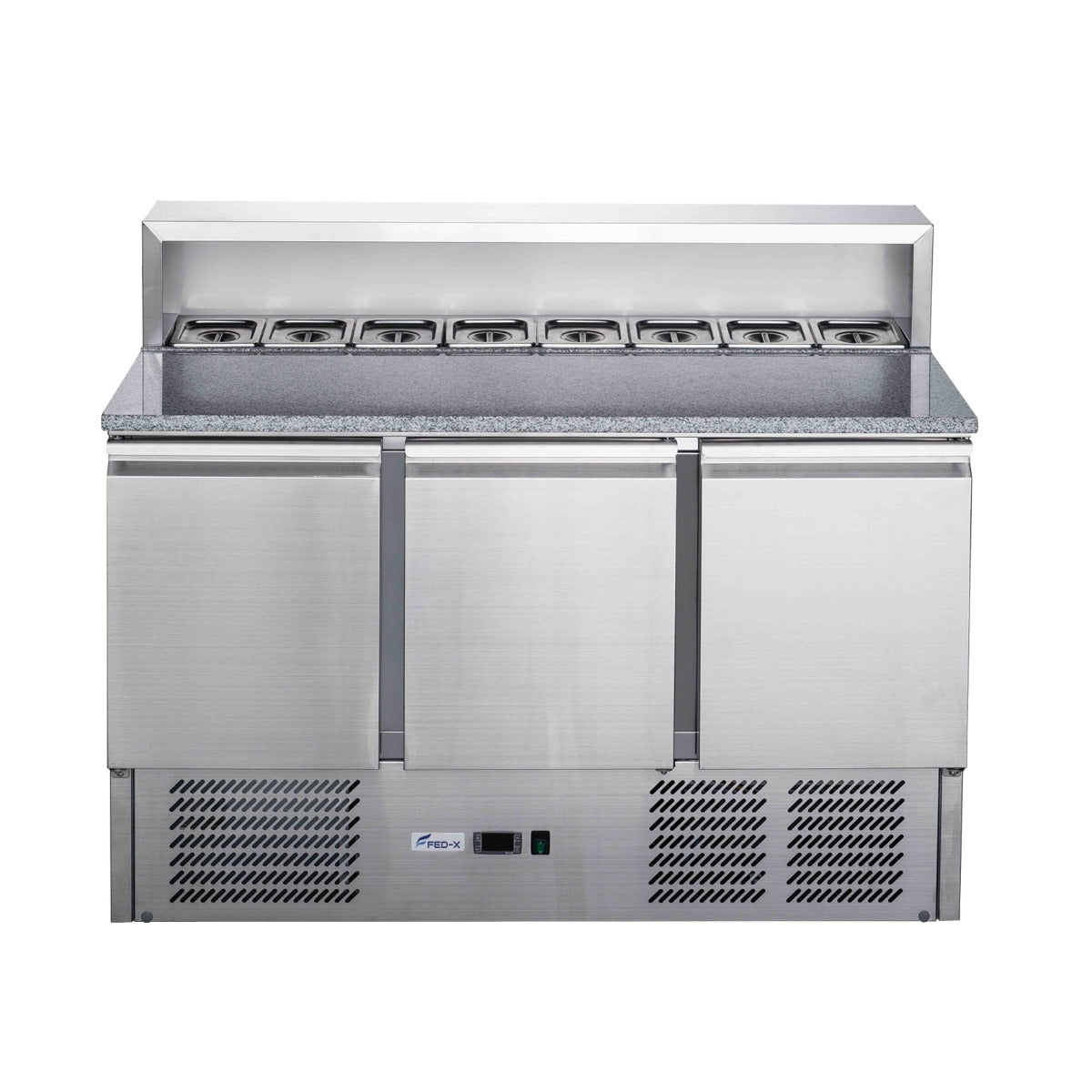 Image of FED-X XGNS1300E Three Door Salad Prep Fridge with Marble Top