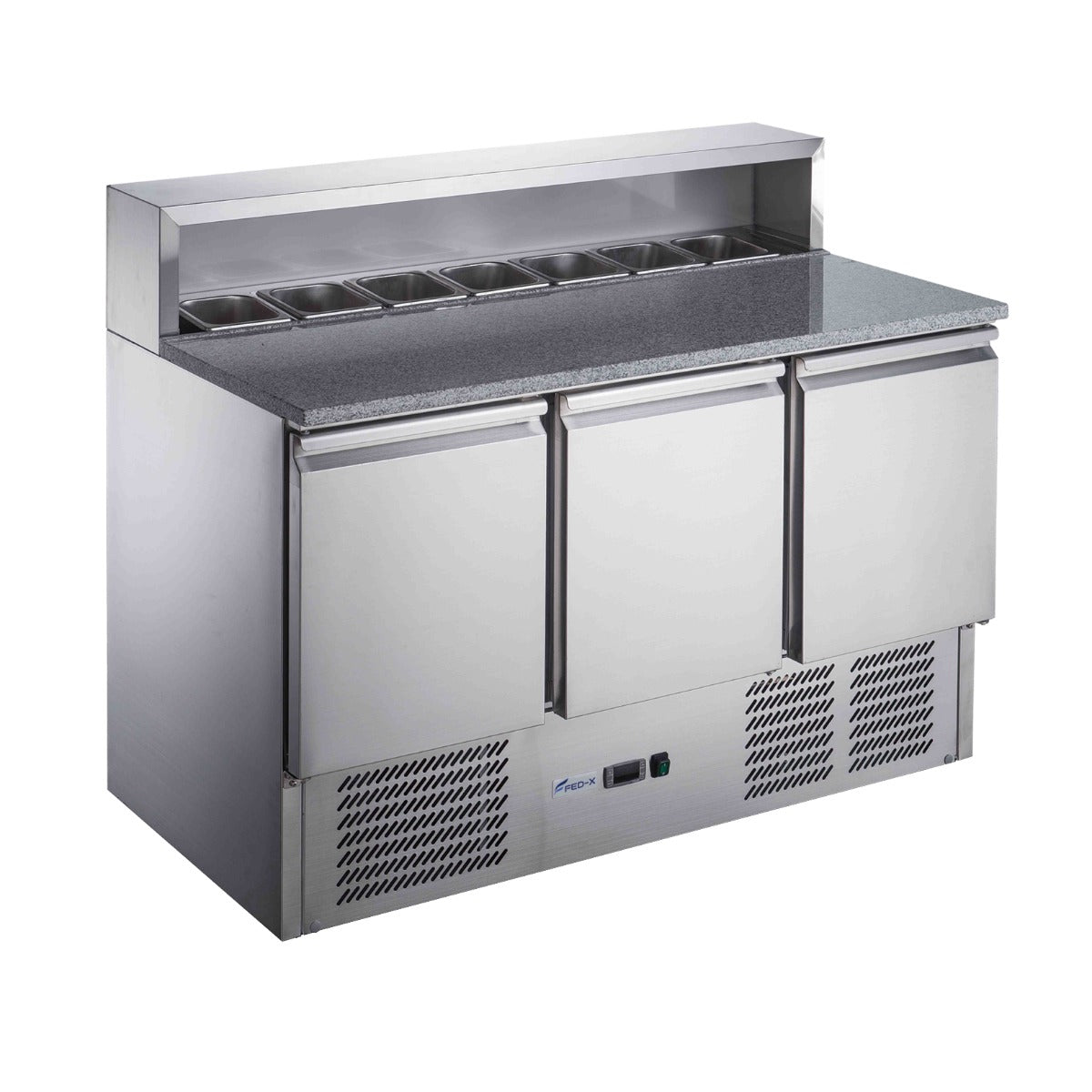 Image of FED-X XGNS1300E Three Door Salad Prep Fridge with Marble Top