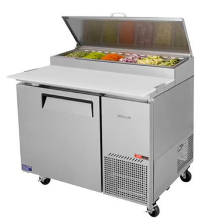 Image of Turbo Air CTPR-44SD 1 Solid Door Pizza Prep Fridge with Hood Lid 396L