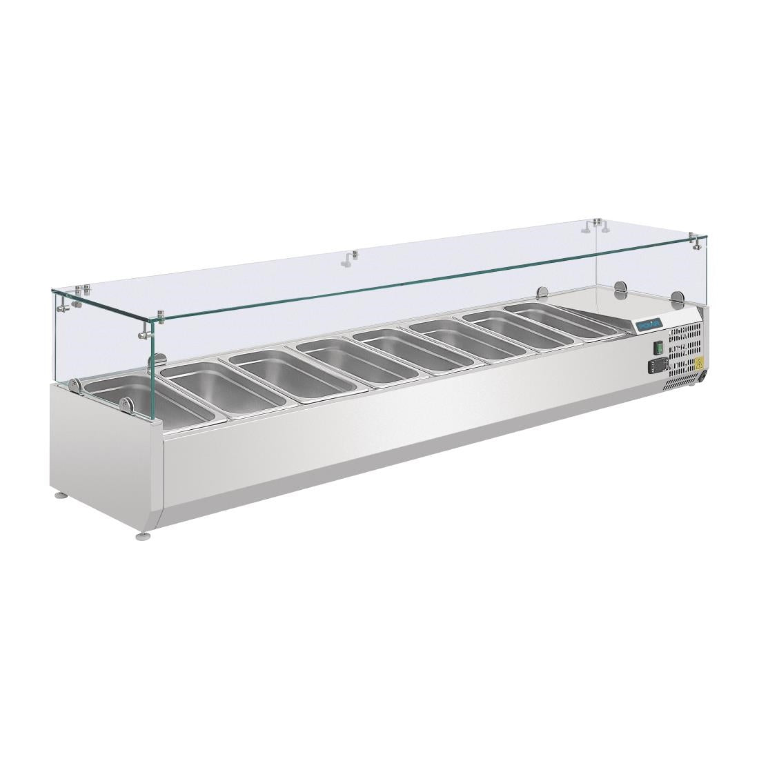 Image of Polar G-Series Countertop Prep Fridge 8x 1/4GN with Glass Sneeze guard