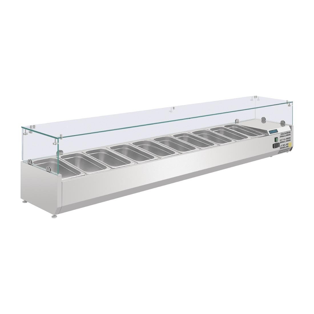 Image of Polar G-Series Countertop Prep Fridge 10x 1/4GN with Glass Sneeze guard