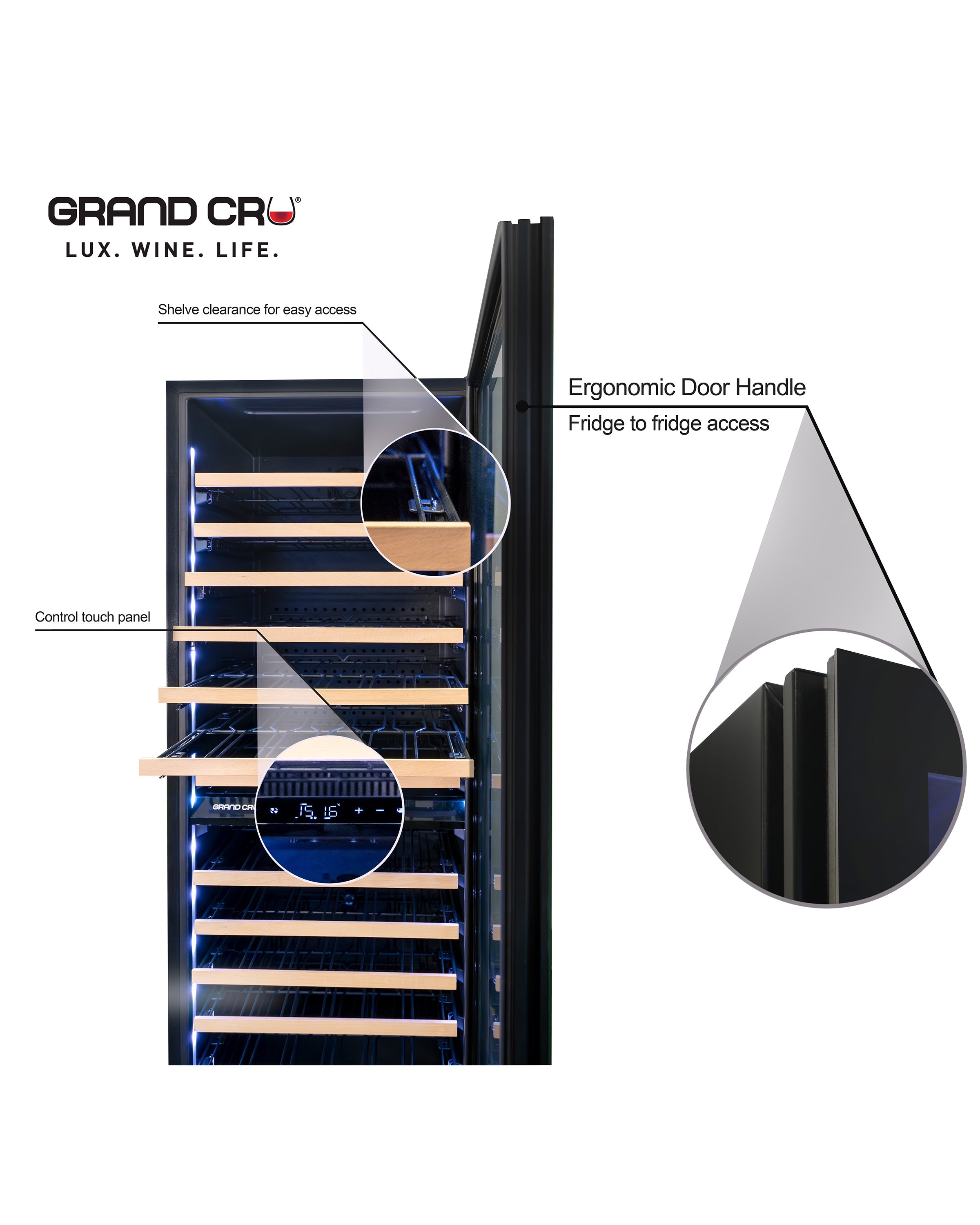 Image of Grand Cru GCS166DBT SMART 166 Bottle Dual Zone Wine Fridge