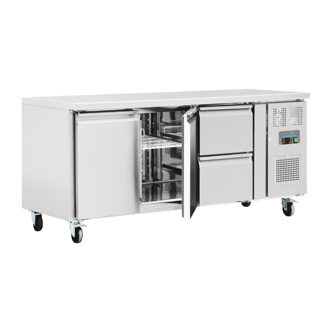 Image of Polar U-Series 2 Door and 2 Drawer Counter Fridge 417Ltr