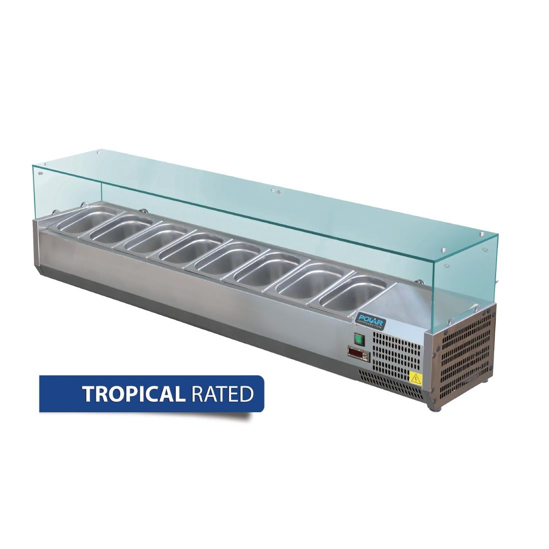 Image of Polar G-Series Countertop Prep Fridge 8x 1/3GN with Glass Sneeze guard