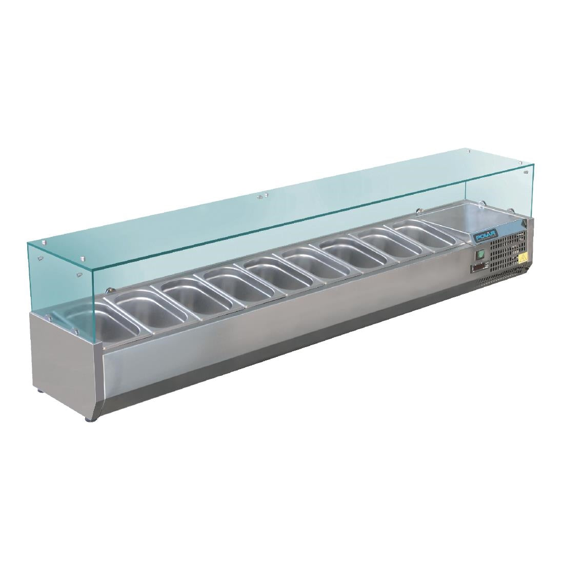 Image of Polar G-Series Countertop Prep Fridge 9x 1/3GN with Glass Sneeze guard
