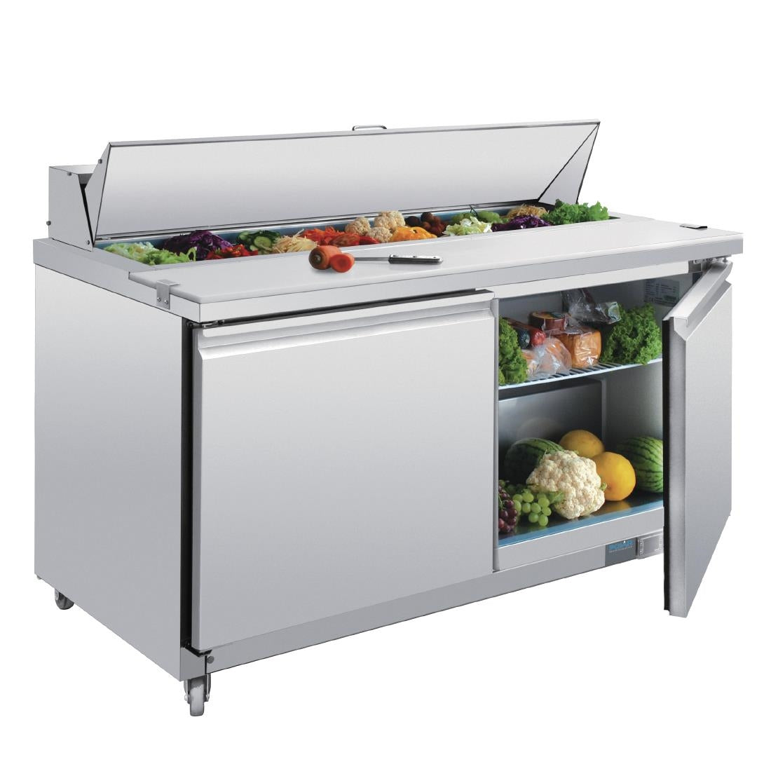 Image of Polar U-Series Double Door Prep Counter Fridge - 527Ltr