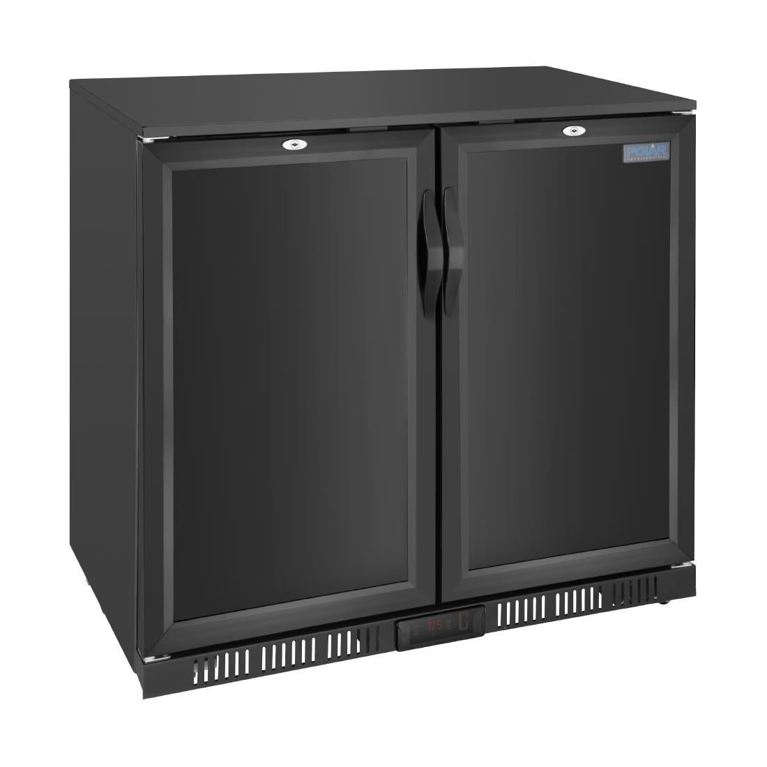 Image of Polar G-Series Back Bar Cooler with Double Solid Hinged Doors Black - 850mm