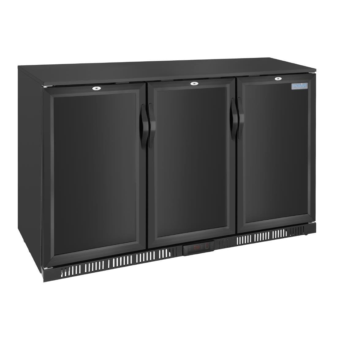 Image of Polar G-Series Back Bar Cooler with Triple Solid Hinged Doors Black - 850mm