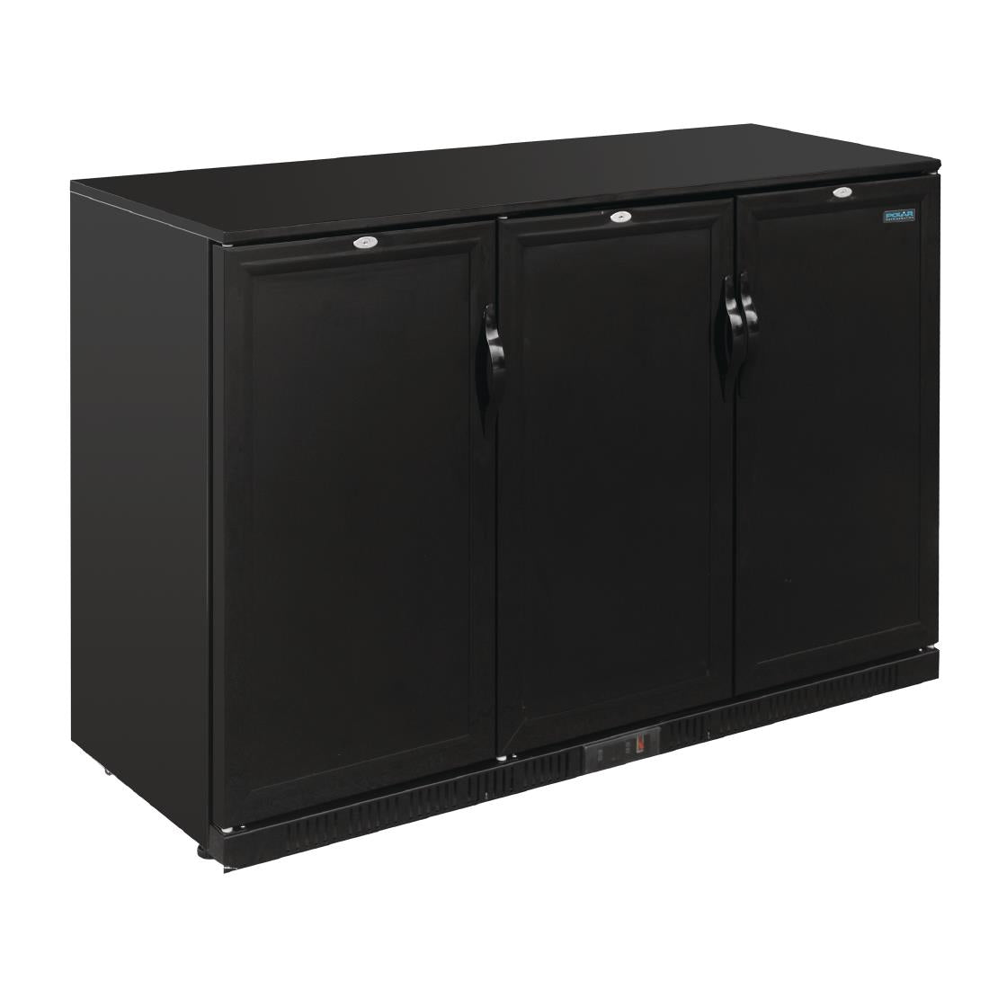 Image of Polar G-Series Back Bar Cooler with Triple Solid Hinged Doors Black - 900mm