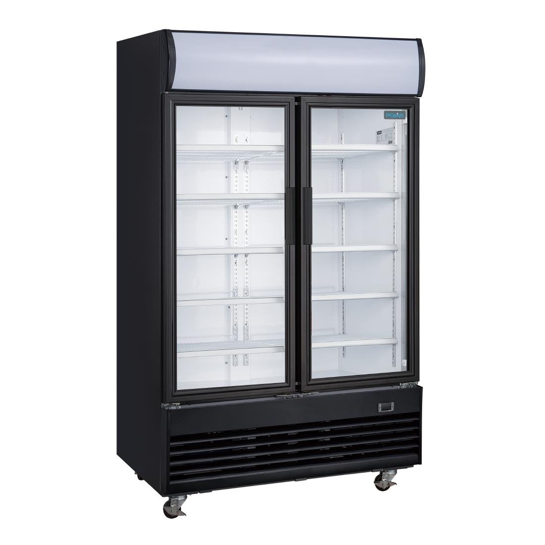 Image of Polar G-Series Upright Display Cooler with Light Box Double Hinged Door - Black