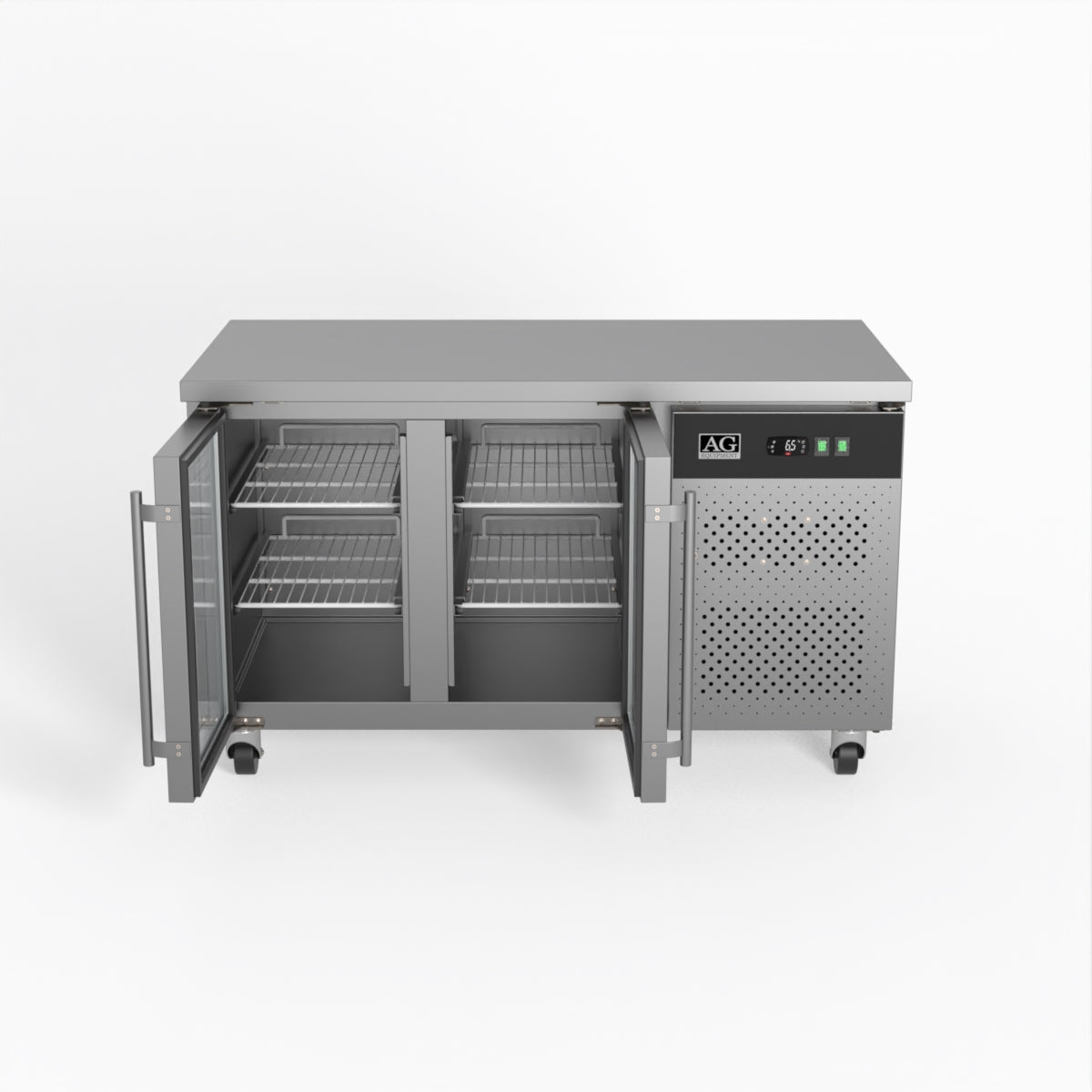 Image of Commercial Two Glass Door Worktop / Under Bench Display Fridge 700mm Depth