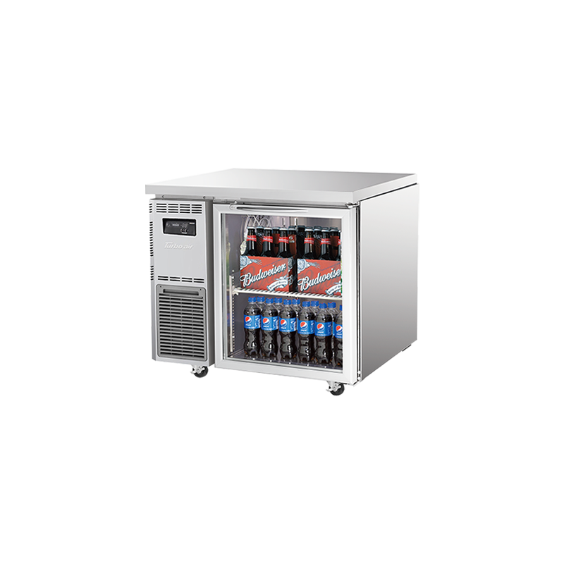 Image of Turbo Air KGR9-1S-N 1 Glass Door Underbench Fridge - 600mm Deep 149L