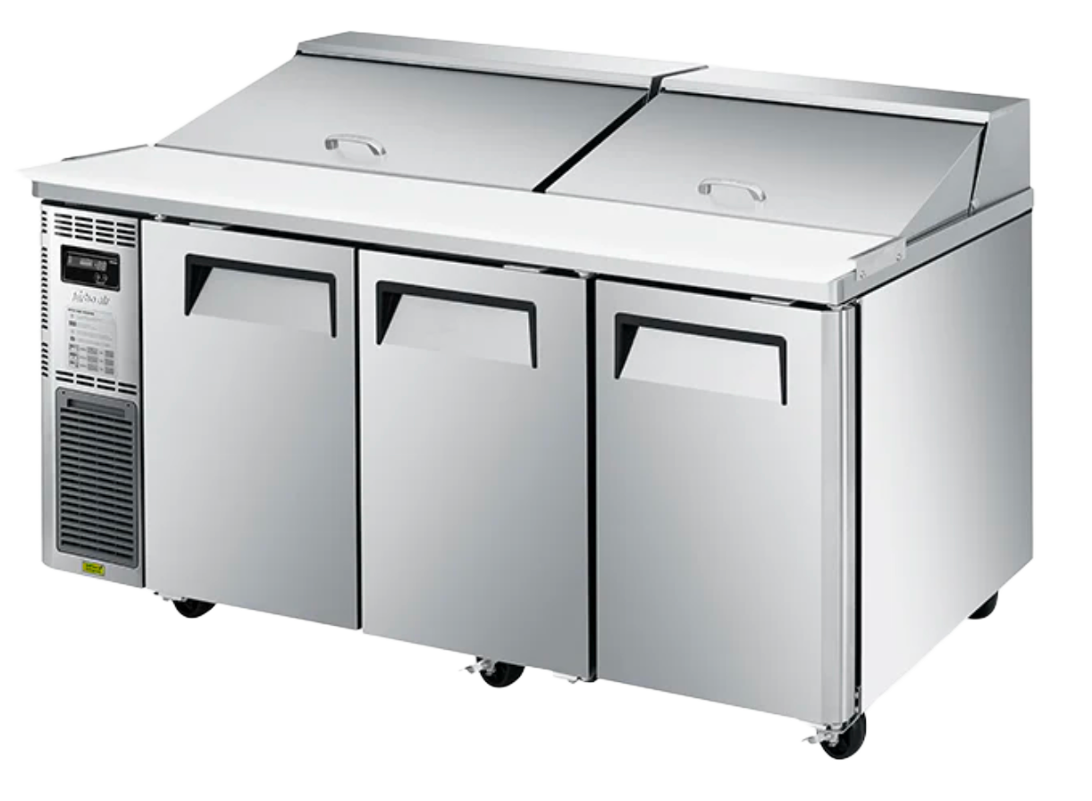 Image of Turbo Air KHR18-3-N 3 Solid Doors Underbench Salad Prep Fridge with Hood Lid 516L