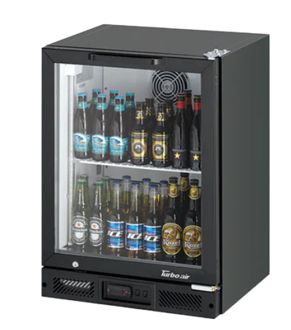 Image of Turbo Air TB6-8H-SWBBB-N 1 Door Glass Back Bar Fridge - Black 100L