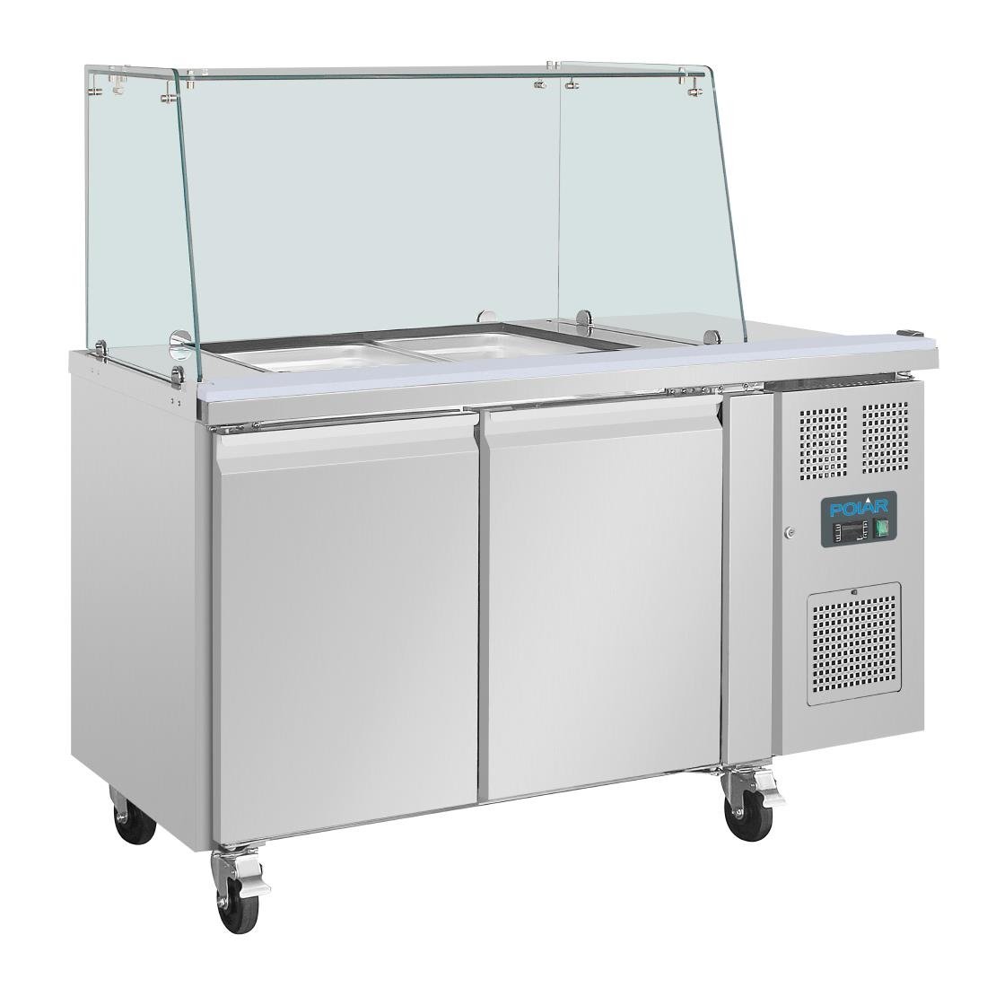 Image of Polar U-Series GN Counter Saladette with Square Sneeze Guard - 2 Door