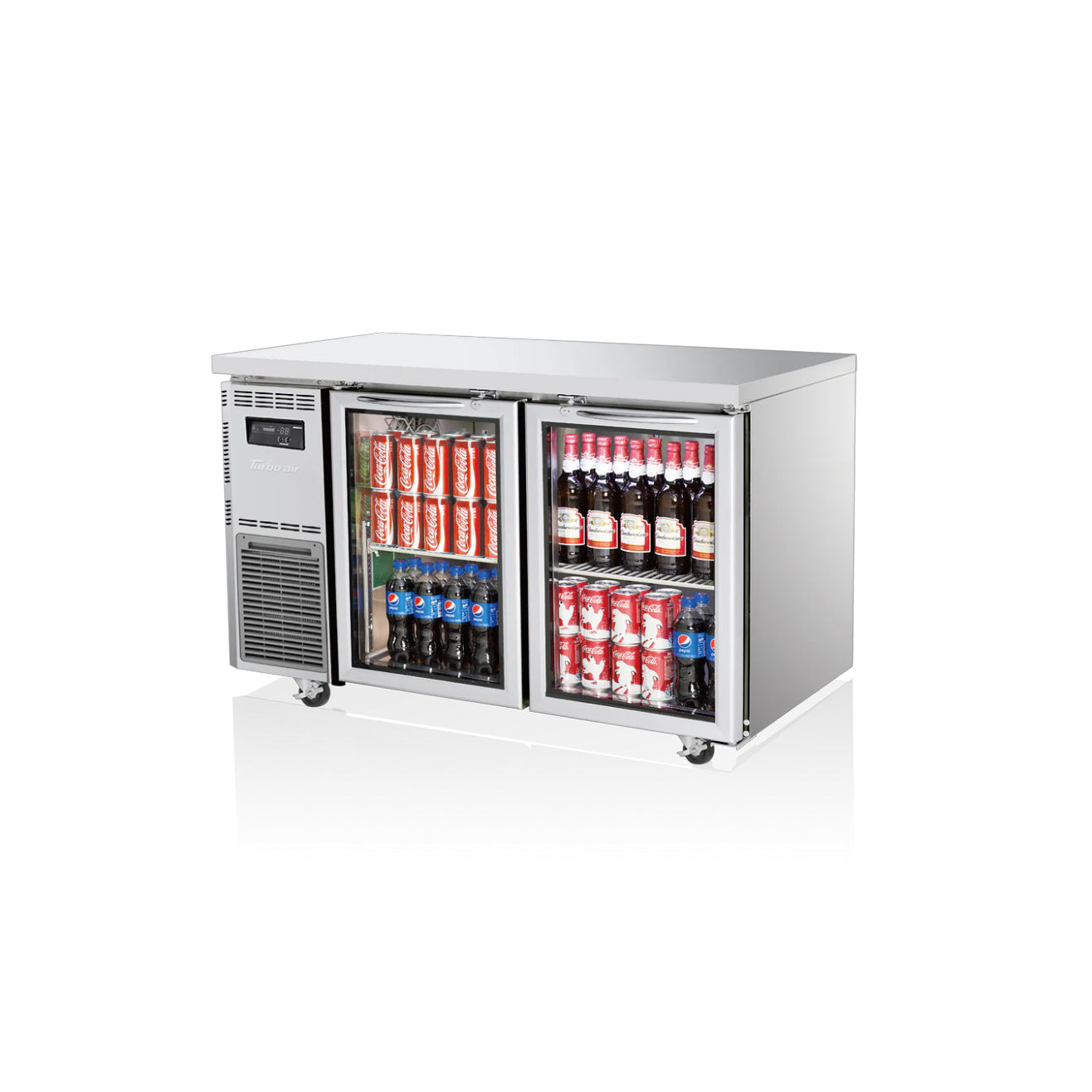 Image of Turbo Air KGR12-2S-N 2 Glass Doors Underbench Fridge - 600mm Deep 234L