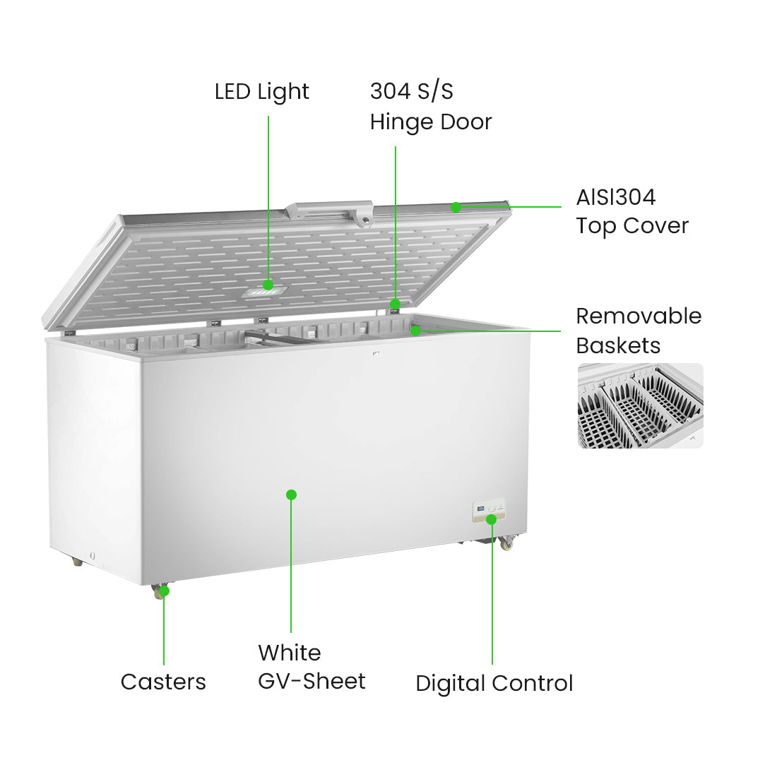 Image of Thermaster BD520F 520L Chest Freezer with Stainless Steel Lid