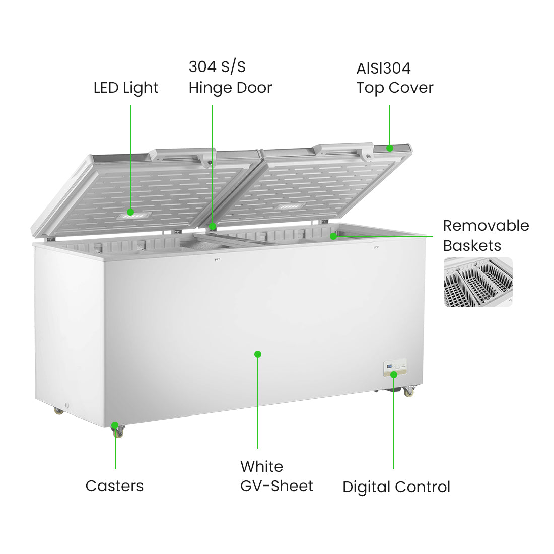 Image of Thermaster BD600F 600L Chest Freezer with Stainless Steel Lid