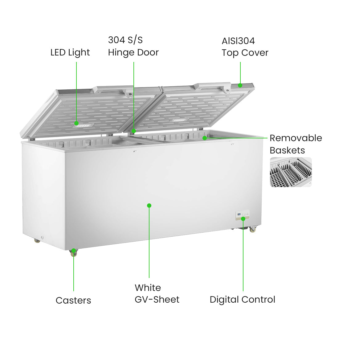 Image of Thermaster BD750F 750L Chest Freezer with Stainless Steel Lid