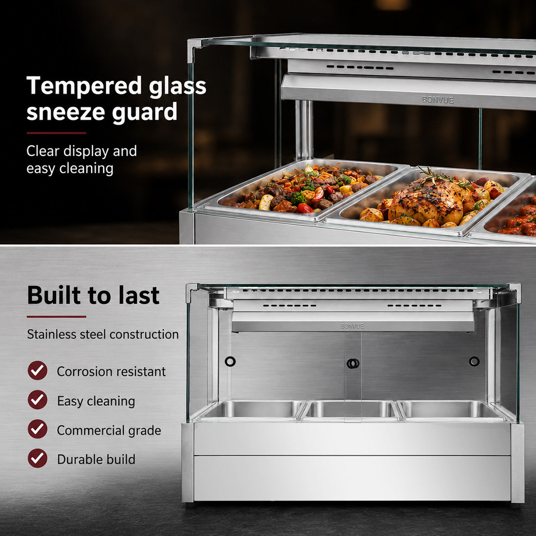 Image of Bonvue BM11SC Square Countertop Wet and Dry Bain Marie