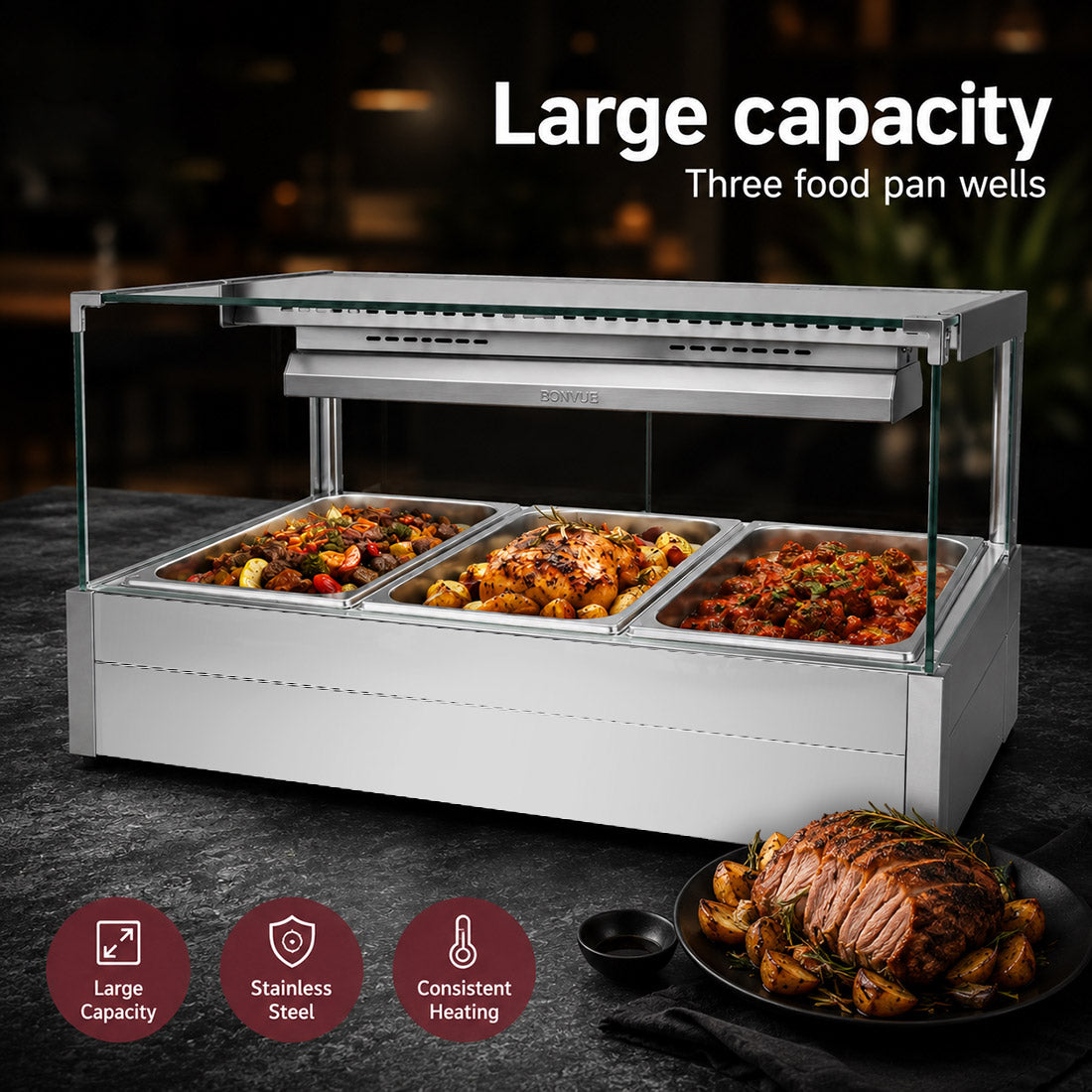 Image of Bonvue BM11SC Square Countertop Wet and Dry Bain Marie