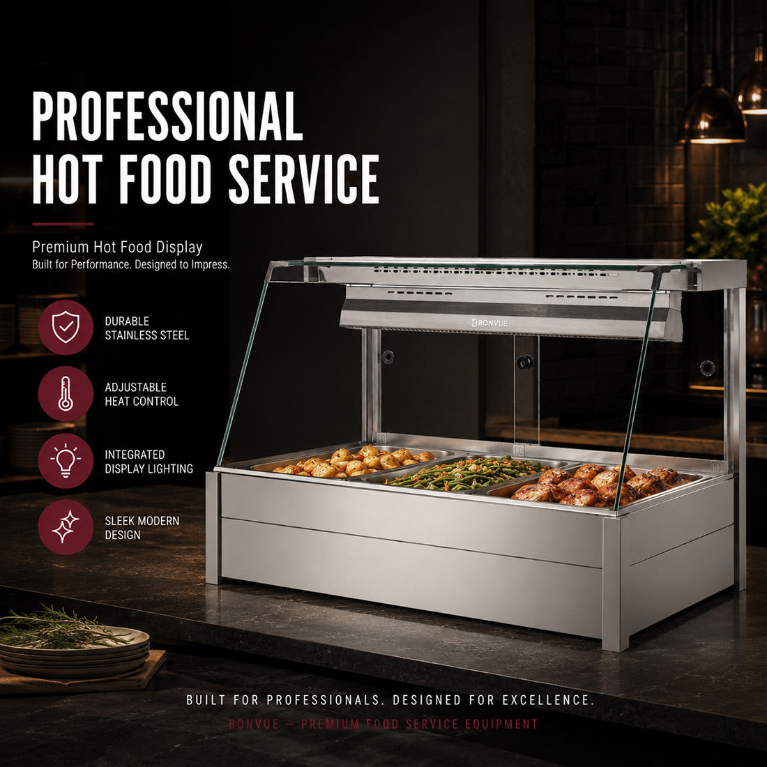 Image of Bonvue Angled Countertop Wet and Dry Bain Marie BM11TC