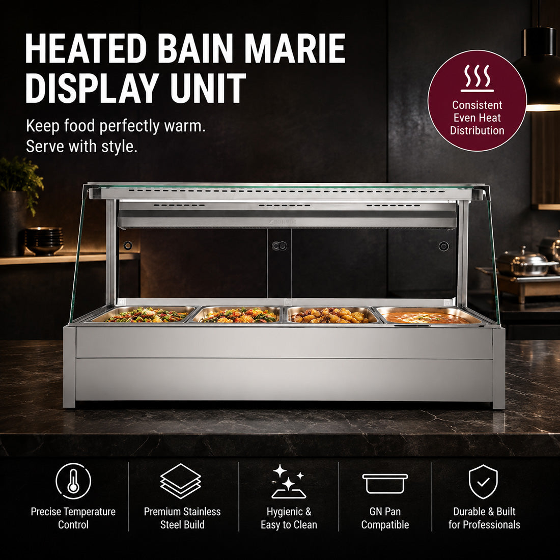 Image of Bonvue Angled Countertop Wet and Dry Bain Marie BM14TC