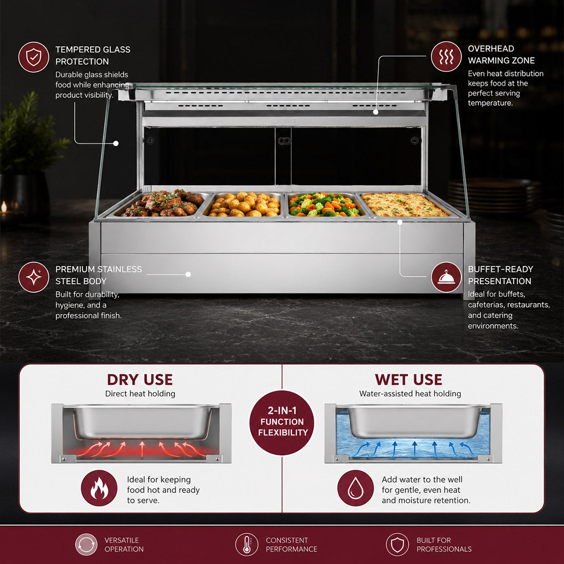 Image of Bonvue Angled Countertop Wet and Dry Bain Marie BM17TC