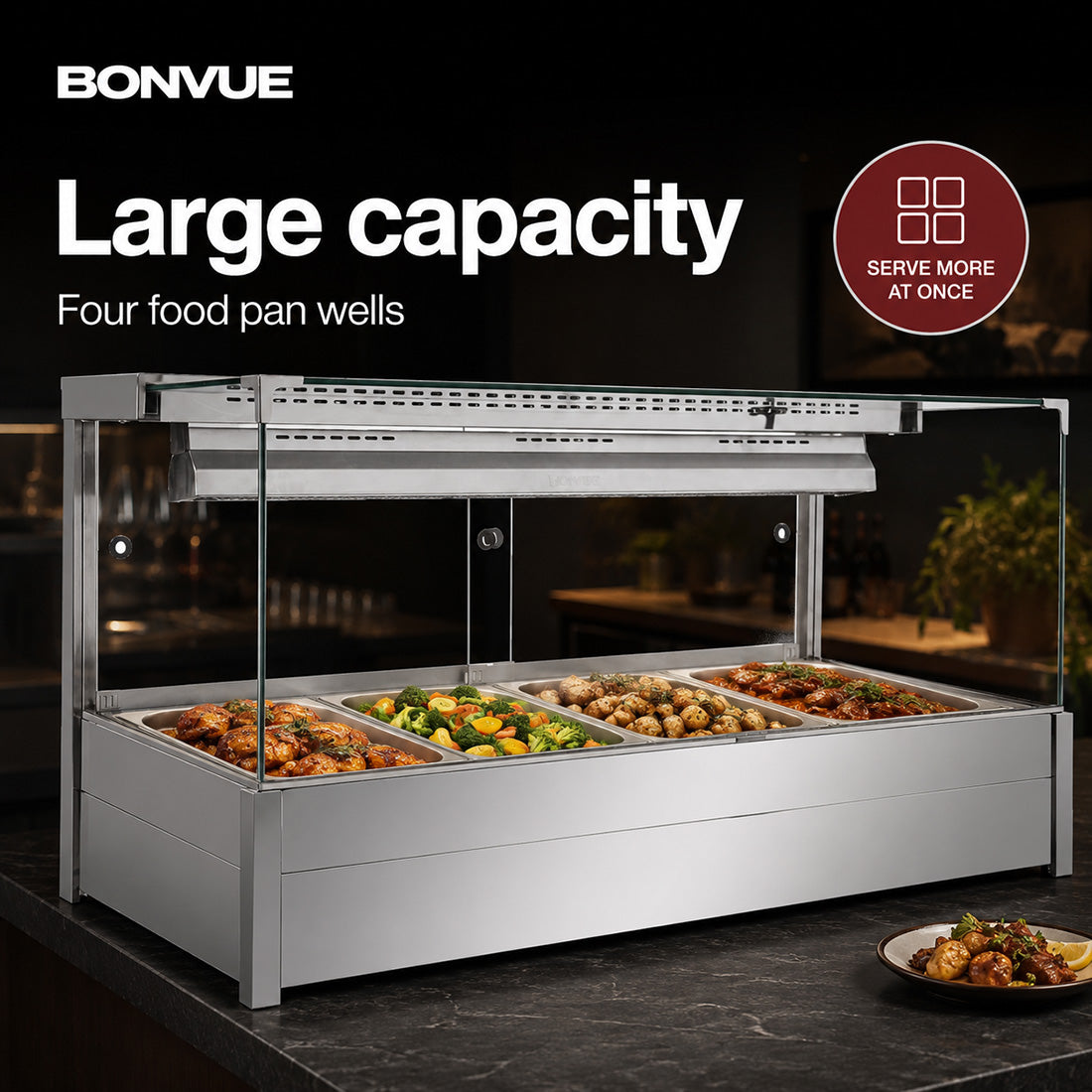 Image of Bonvue BM14SC Square Countertop Wet and Dry Bain Marie