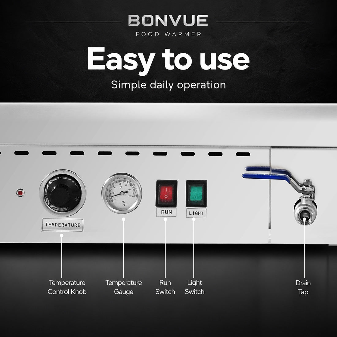 Image of Bonvue BM14SC Square Countertop Wet and Dry Bain Marie