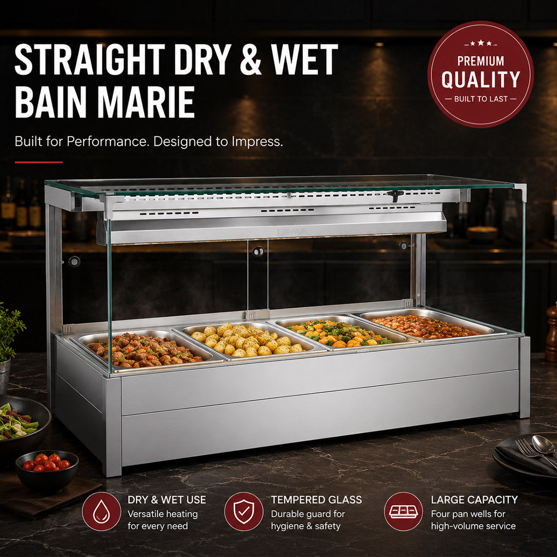 Image of Bonvue BM14SC Square Countertop Wet and Dry Bain Marie
