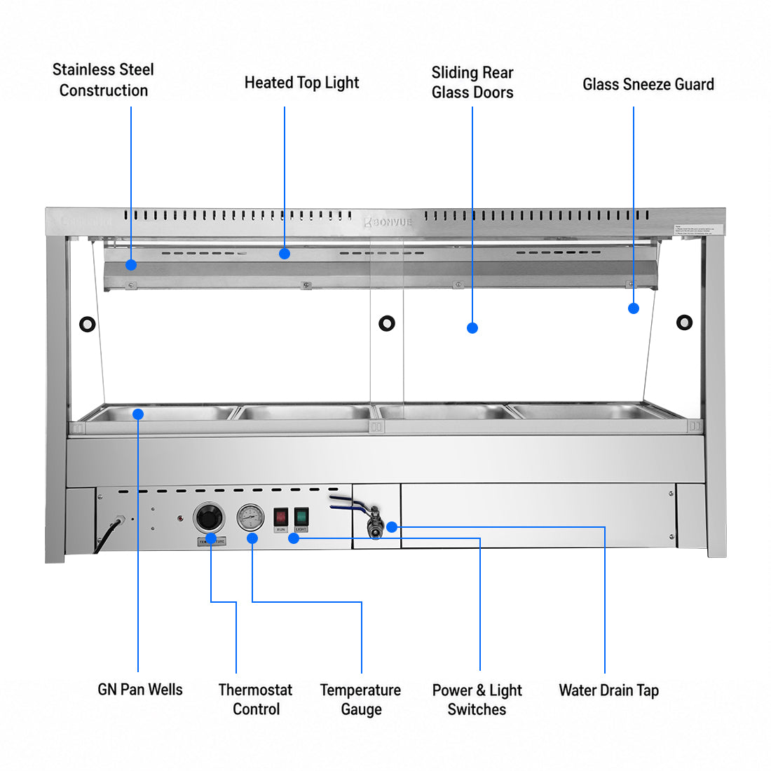 Image of Bonvue Angled Countertop Wet and Dry Bain Marie BM14TC