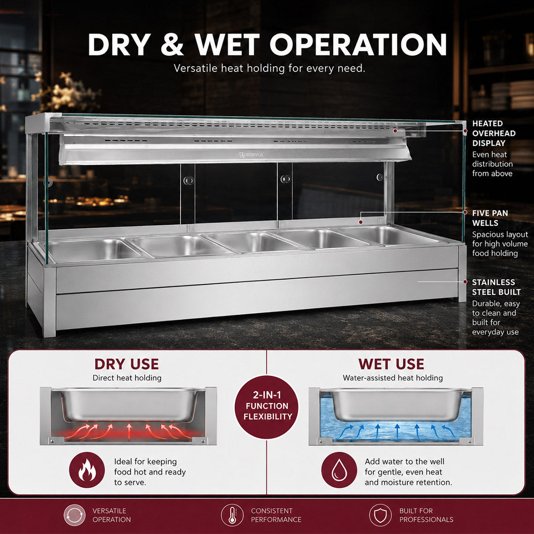 Image of Bonvue BM17SC Square Countertop Wet and Dry Bain Marie