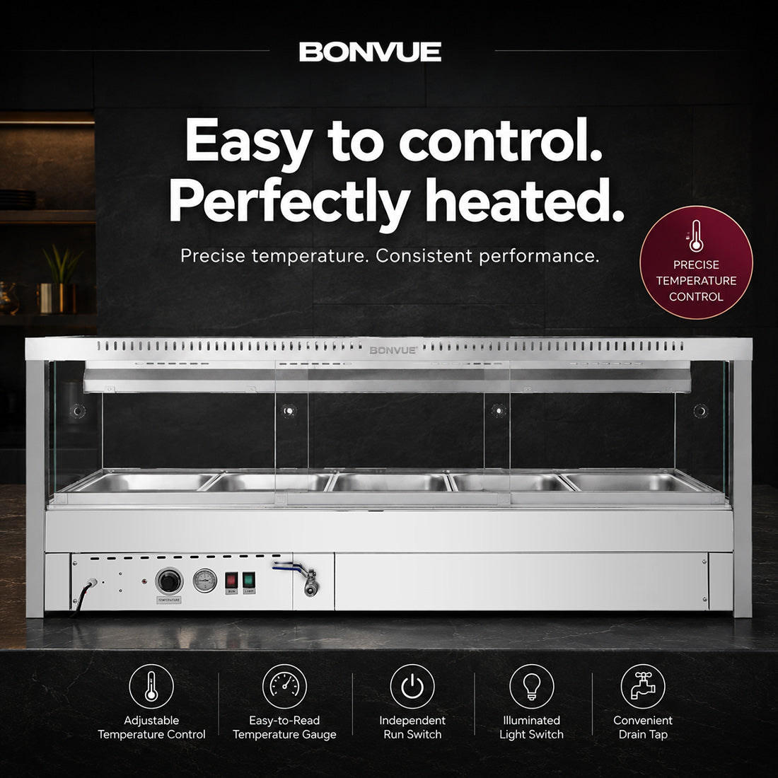 Image of Bonvue BM17SC Square Countertop Wet and Dry Bain Marie