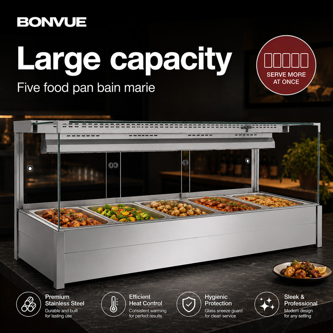 Image of Bonvue BM17SC Square Countertop Wet and Dry Bain Marie