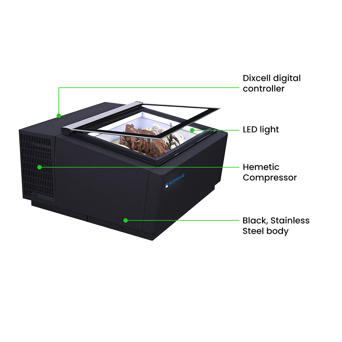 Image of Bonvue CGD-03B Bench Top Gelato / Ice cream Display Showcase