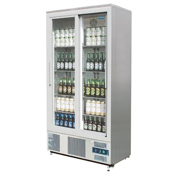 Image of Polar G-Series Double Door Upright Back Bar Fridge Sliding St/St 490Ltr