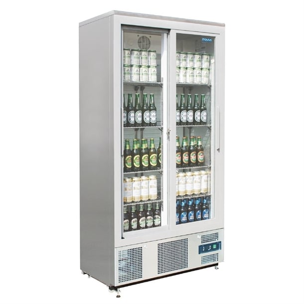 Image of Polar G-Series Double Door Upright Back Bar Fridge Sliding St/St 490Ltr