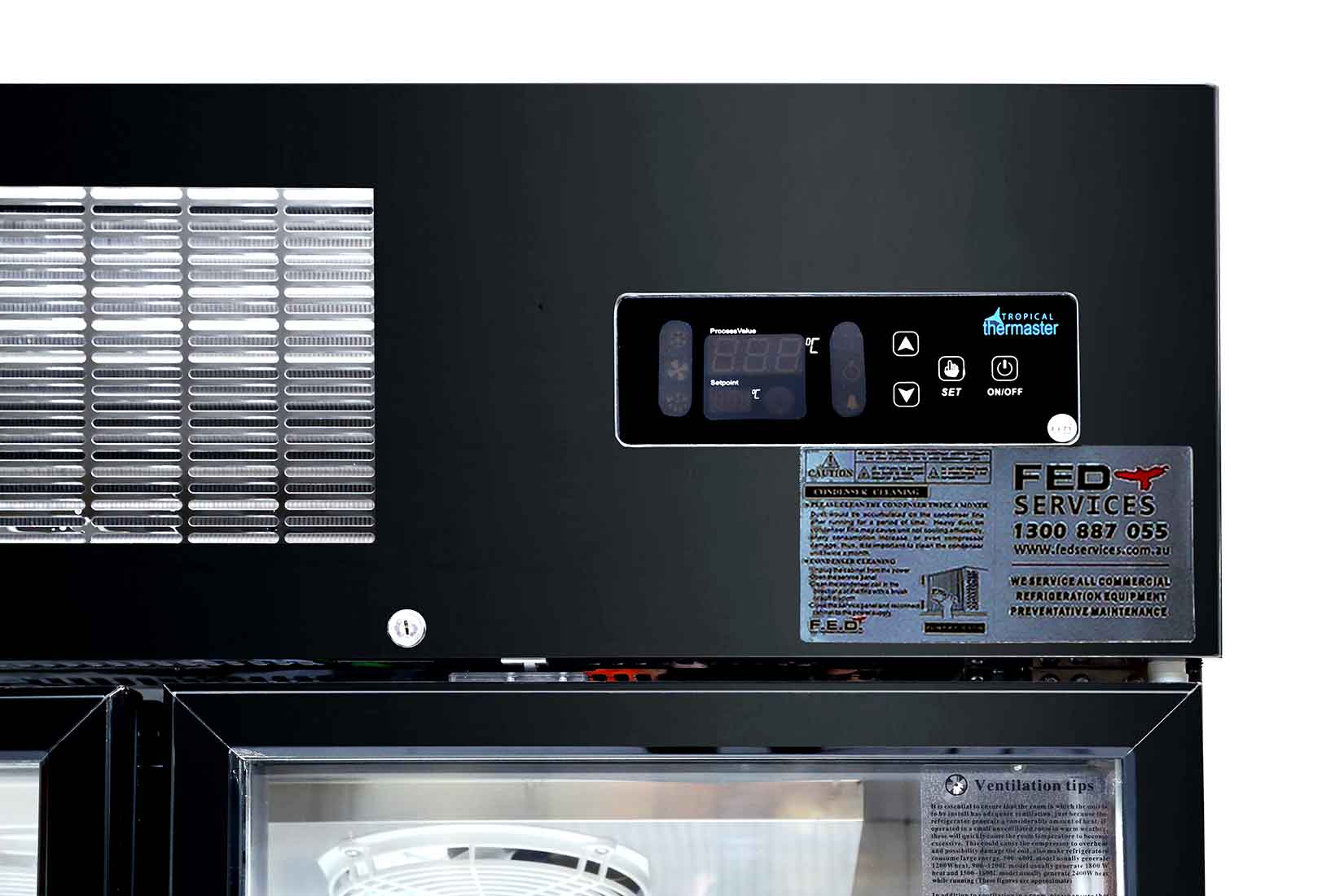 Image of Thermaster SUCG1000B Double Door Upright Display Fridge (Black)