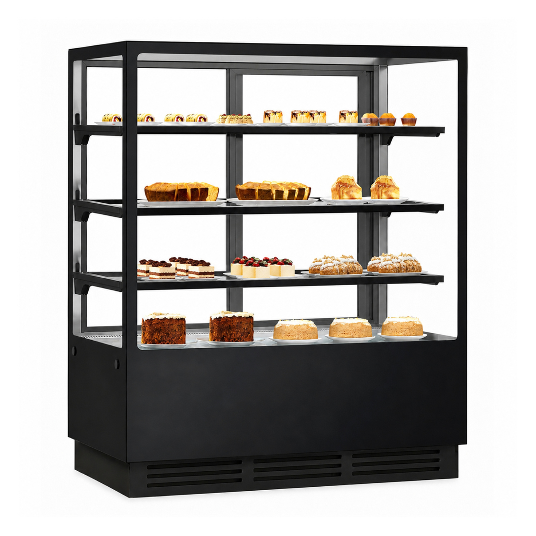 Image of Bonvue CVS120-3B Noir Prime 1200mm 3 Shelves Square Cake Display Cabinet