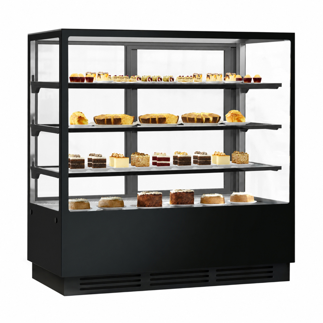 Image of Bonvue CVS150-3B Noir Prime 1500mm 3 Shelves Square Cake Display Cabinet