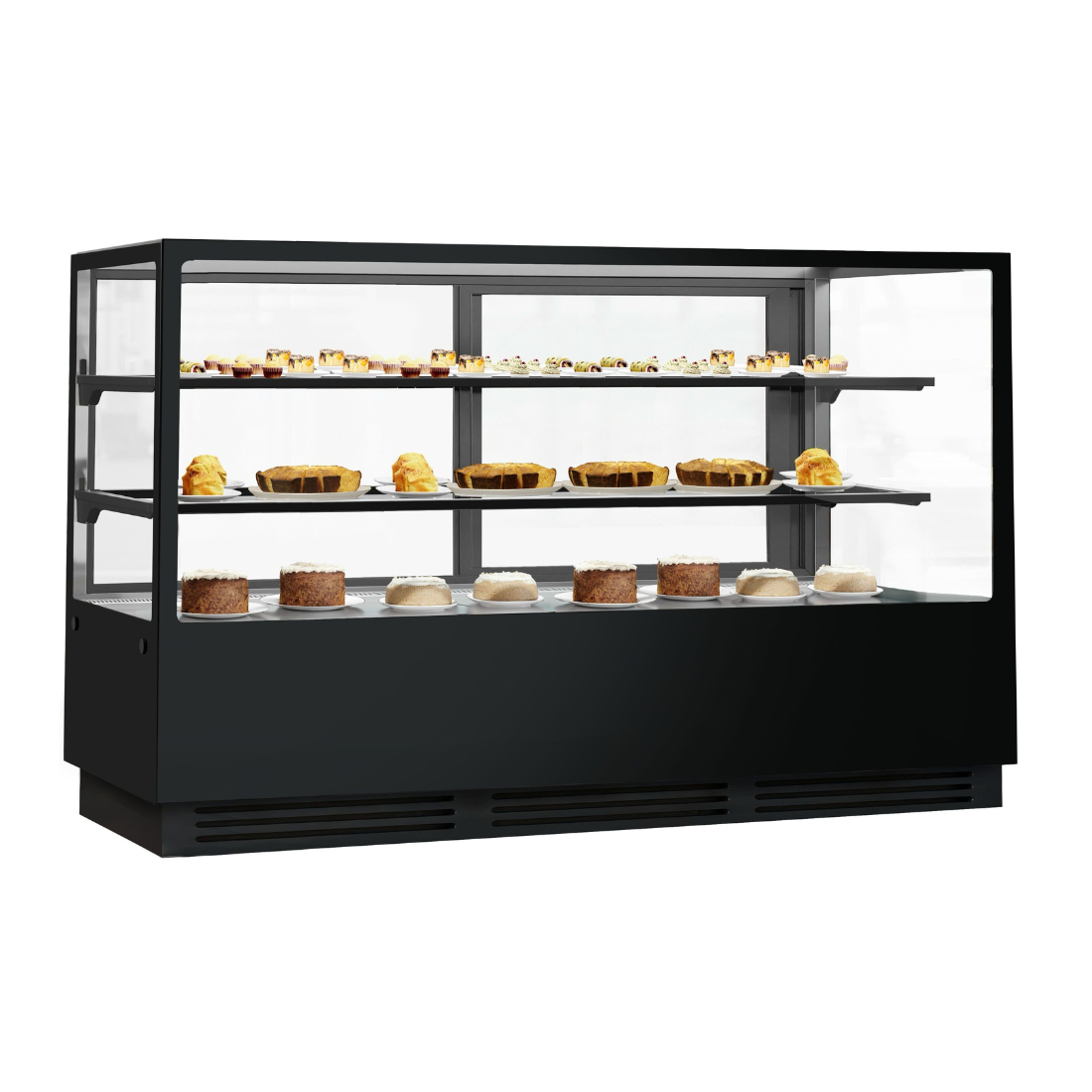 Image of Bonvue CVS180-2B Noir Tot 1800mm 2 Shelves Square Cake Display Cabinet