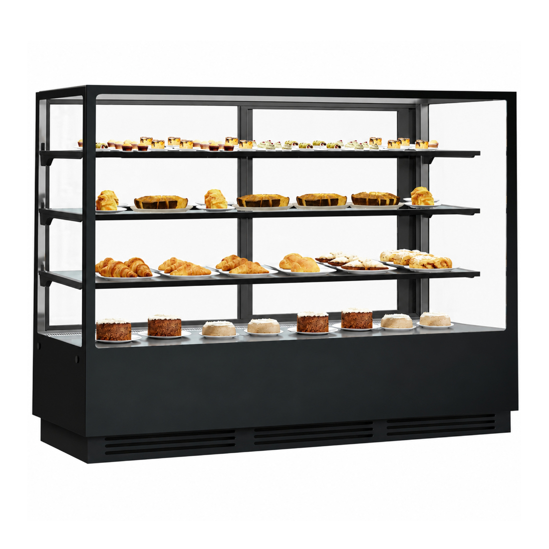 Image of Bonvue CVS180-3B Noir Prime 1800mm 3 Shelves Square Cake Display Cabinet