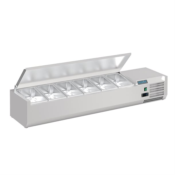 Image of Polar G-Series Countertop Prep Fridge with Lid 6x 1/4GN with Hard Stainless Lid