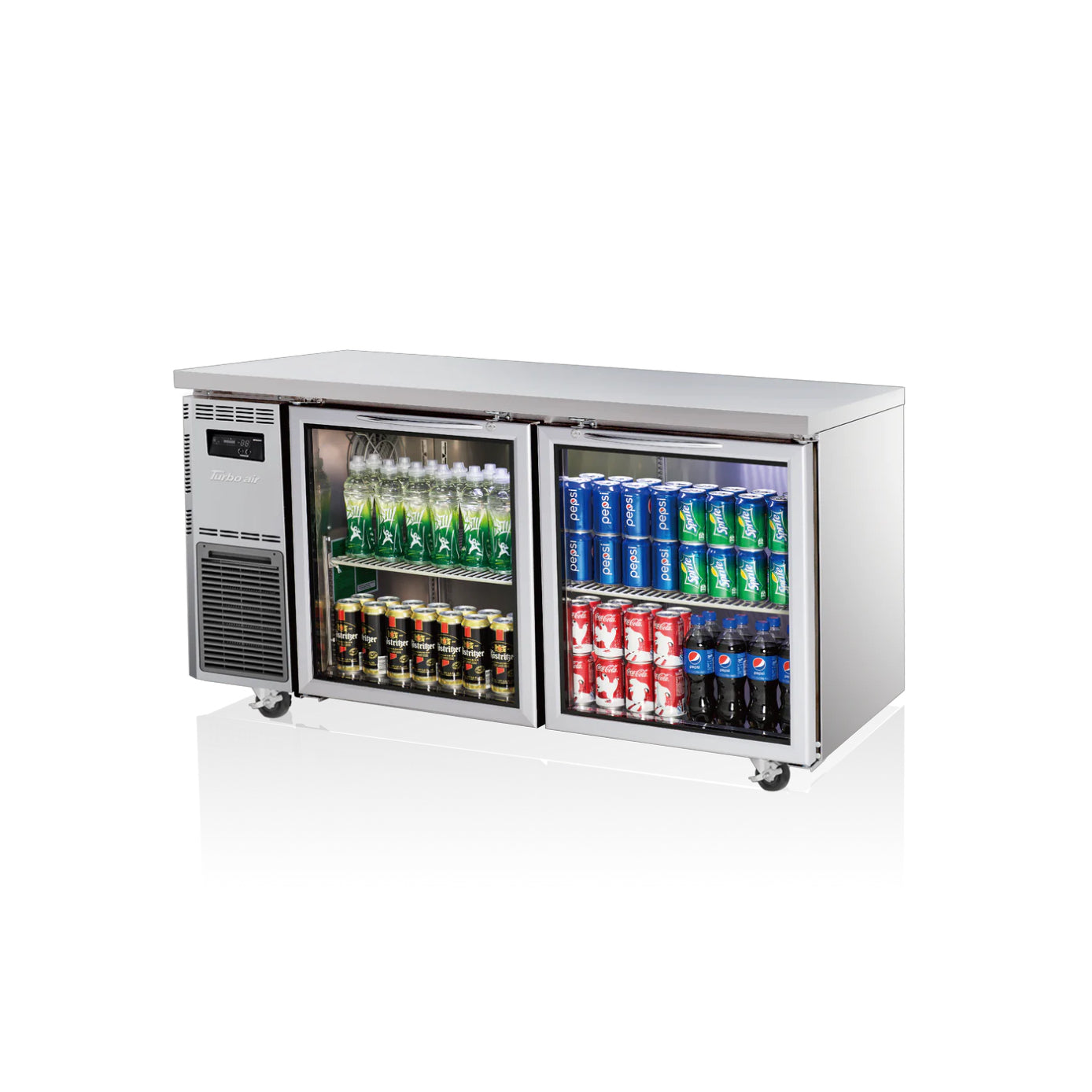 Image of Turbo Air KGR15-2S-N 2 Glass Doors Underbench Fridge - 600mm Deep 319L